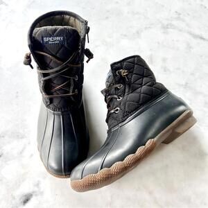 Sperry Saltwater Quilted Duck Boots ~ Black ~ Size 7M